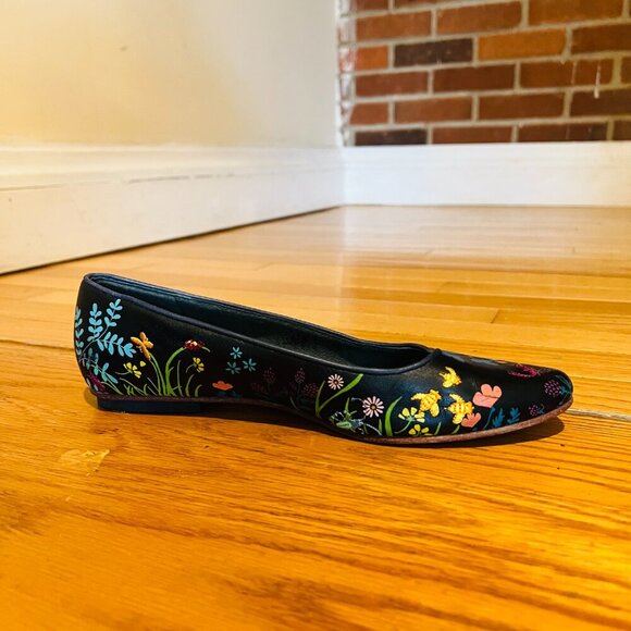 CAMPER TWS Leather Ballet Flats Shoes Flowers Embroidered Insects Ladies Euro 38 - Picture 15 of 16